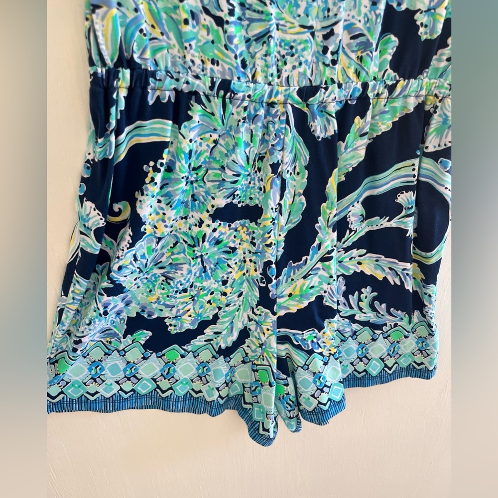 LILLY PULITZER Lula Romper High Tide Navy Scuba Doo Engineered Shorts Romper XXS - Picture 8 of 10